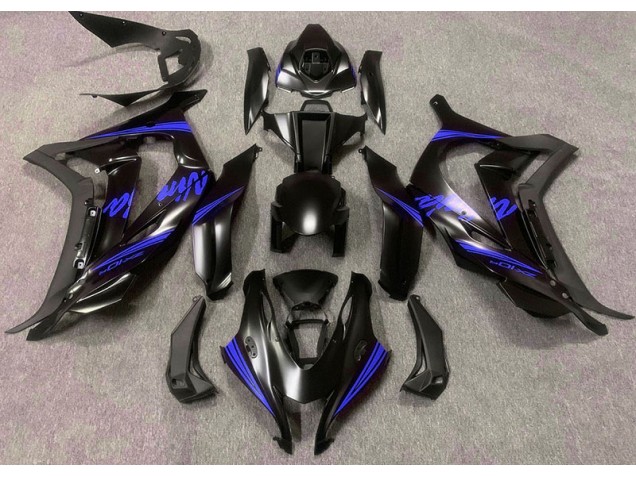 Satin Black & Blue Kawasaki ZX10R Fairings 2016-2019 Satin Black & Blue Kawasaki ZX10R Fairings 2016-2019