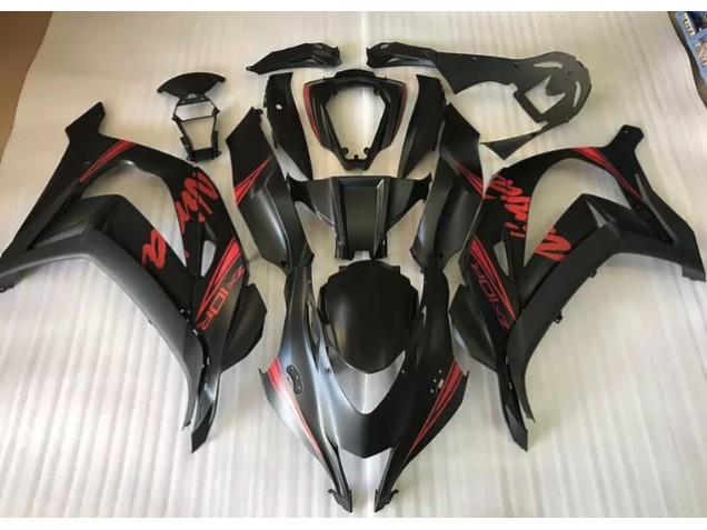 Satin Black & Red Kawasaki ZX10R Fairings 2016-2019 Satin Black & Red Kawasaki ZX10R Fairings 2016-2019
