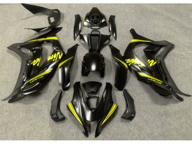 Satin Black & Yellow Kawasaki ZX10R Fairings 2016-2019 Satin Black & Yellow Kawasaki ZX10R Fairings 2016-2019