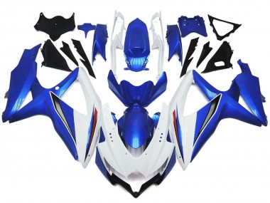 Shining Gloss White With Silver and blue Suzuki GSXR 600-750 Fairings 2008-2010