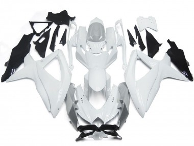 Shining Gloss White With Silver Suzuki GSXR 600-750 Fairings 2008-2010