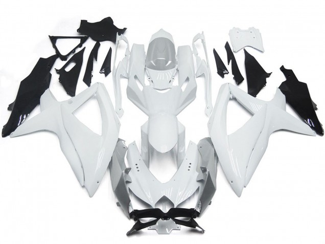 Shining Gloss White With Silver Suzuki GSXR 600-750 Fairings 2008-2010 Shining Gloss White With Silver Suzuki GSXR 600-750 Fairings 2008-2010