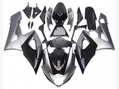 Silver and Black Gloss Style Suzuki GSXR 1000 Fairings 2005-2006