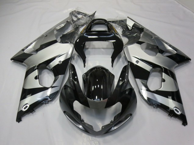 Silver and Black Suzuki GSXR 1000 Fairings 2000-2002 Silver and Black Suzuki GSXR 1000 Fairings 2000-2002