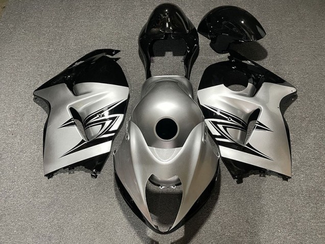 Silver and Black Suzuki GSXR 1300 Fairings 1997-2007 Silver and Black Suzuki GSXR 1300 Fairings 1997-2007