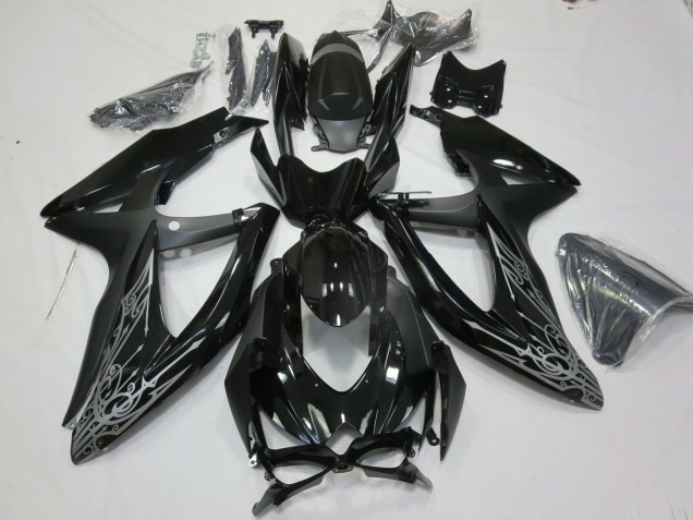 Silver and Black Suzuki GSXR 600-750 Fairings 2008-2010 Silver and Black Suzuki GSXR 600-750 Fairings 2008-2010