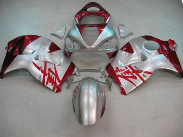 Silver and Red Suzuki GSXR 1300 Fairings 1997-2007 Silver and Red Suzuki GSXR 1300 Fairings 1997-2007