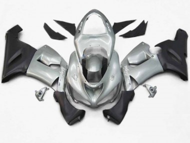 Silver Black Matte Kawasaki ZX6R Fairings 2005-2006