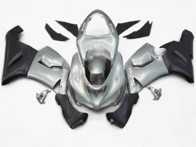 Silver Black Matte Kawasaki ZX6R Fairings 2005-2006 Silver Black Matte Kawasaki ZX6R Fairings 2005-2006