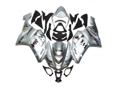 Silver West Gloss Kawasaki ZX6R Fairings 2007-2008
