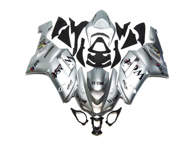 Silver West Gloss Kawasaki ZX6R Fairings 2007-2008