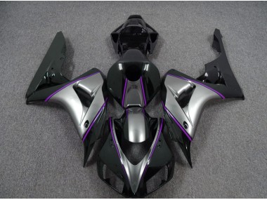 Silver with Dark Purple Pin Stripe Honda CBR1000RR Fairings 2006-2007