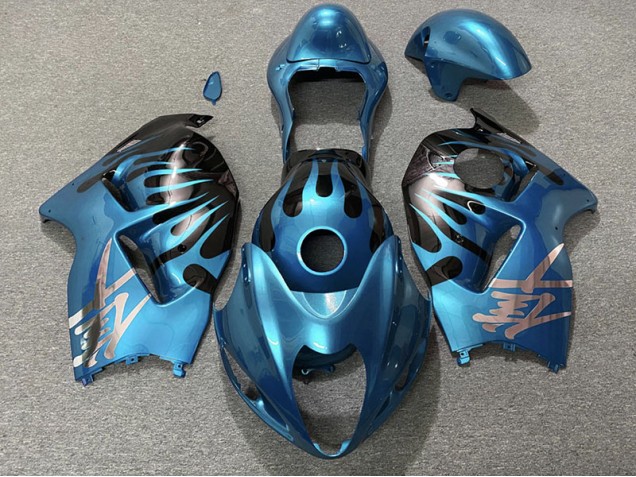 Sky Blue and Black Suzuki GSXR 1300 Fairings 1997-2007