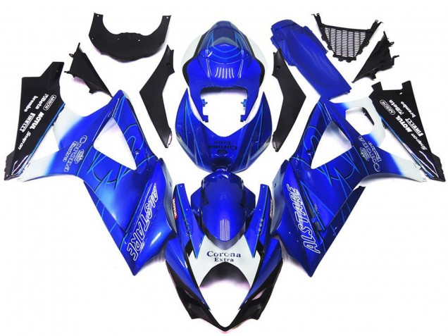 Vibrant Blue with White Corona Suzuki GSXR 1000 Fairings 2007-2008