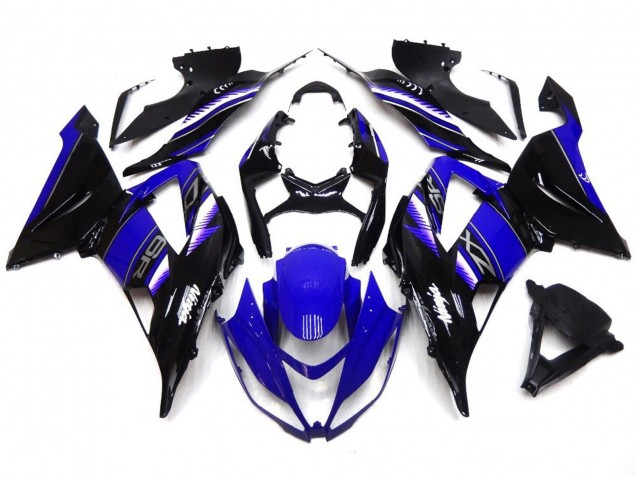 Vibrant Deep Blue and Black Kawasaki ZX6R Fairings 2013-2018 Vibrant Deep Blue and Black Kawasaki ZX6R Fairings 2013-2018