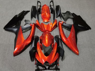 Vibrant Orange in Black Suzuki GSXR 600-750 Fairings 2008-2010