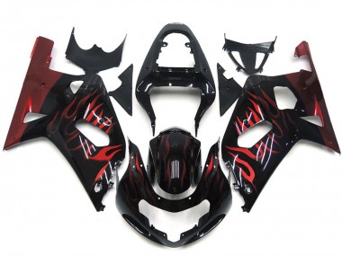 Vibrant Red Flame Suzuki GSXR 600-750 Fairings 2001-2003