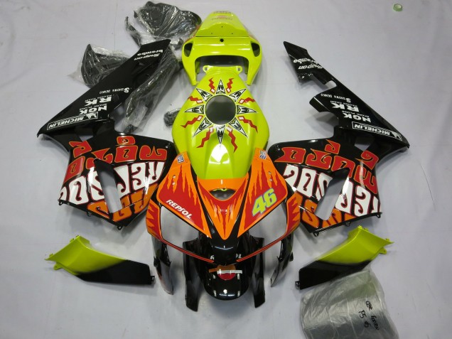 Vibrant Yellow Rossi Honda CBR600RR Fairings 2005-2006 Vibrant Yellow Rossi Honda CBR600RR Fairings 2005-2006