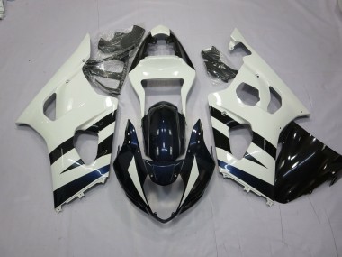 White and Black Suzuki GSXR 1000 Fairings 2003-2004