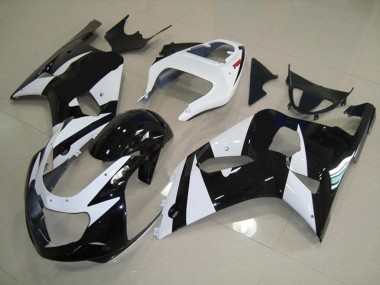 White and Black Suzuki GSXR 600-750 Fairings 2001-2003