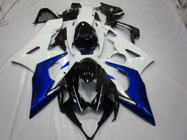 White and Blue Suzuki GSXR 1000 Fairings 2005-2006