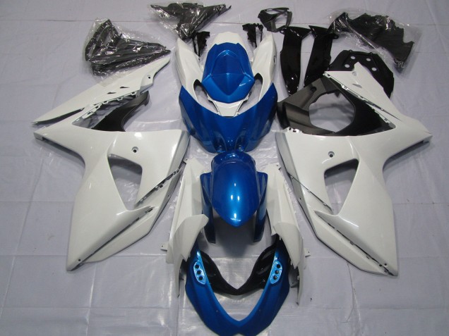 White and Blue Suzuki GSXR 1000 Fairings 2009-2016 White and Blue Suzuki GSXR 1000 Fairings 2009-2016