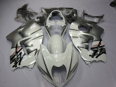 White and Silver Suzuki GSXR 1300 Fairings 1997-2007