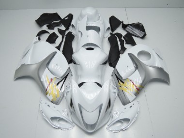 White and Silver Suzuki GSXR 1300 Fairings 2008-2019