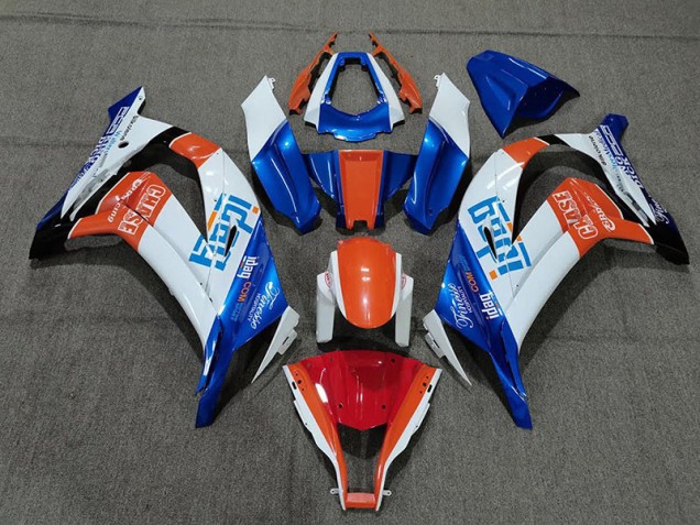 White Blue and Orange Kawasaki ZX10R Fairings 2011-2015 White Blue and Orange Kawasaki ZX10R Fairings 2011-2015