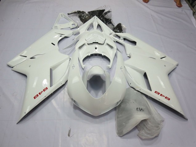 White Pearl Ducati 848 1098 1198 Fairings 2007-2012