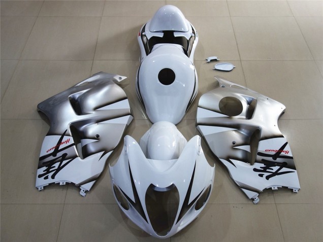 White & Shiny Silver Suzuki GSXR 1300 Fairings 1997-2007 White & Shiny Silver Suzuki GSXR 1300 Fairings 1997-2007