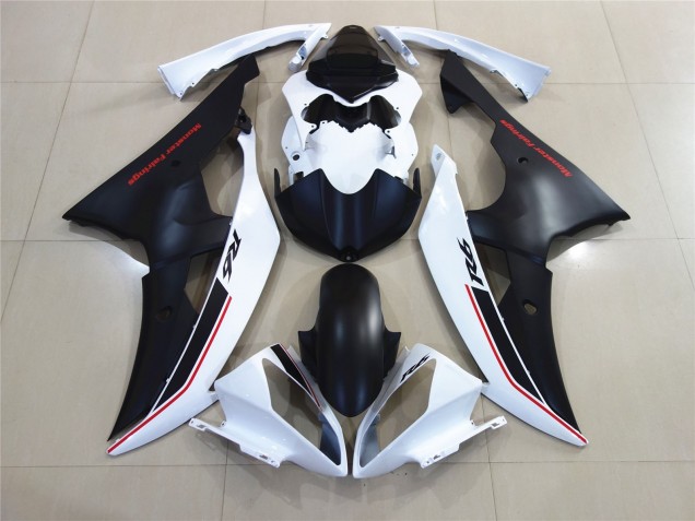White with Black Custom OEM Style Yamaha R6 Fairings 2008-2016 White with Black Custom OEM Style Yamaha R6 Fairings 2008-2016