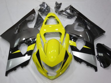 Yellow and Grey Suzuki GSXR 600-750 Fairings 2004-2005