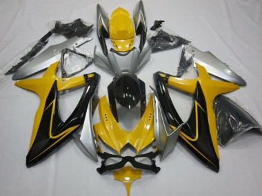Yellow Black and Silver Suzuki GSXR 600-750 Fairings 2008-2010