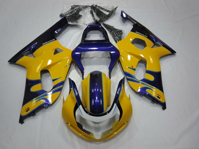 Yellow Blue Suzuki GSXR 600-750 Fairings 2001-2003 Yellow Blue Suzuki GSXR 600-750 Fairings 2001-2003